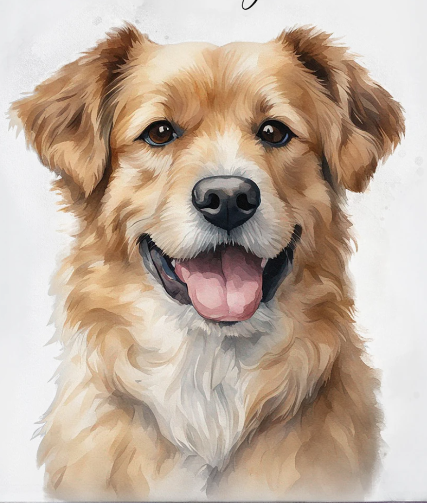 Watercolor Personalized Pet  Portrait